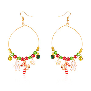 Pendientes Colgantes de Navidad con Diseño de Dibujos Animados, Chapados en Oro, de Aleación, Joyería de Fiesta para Mujer, con Dijes de Perlas de Imitación - Product Image 4