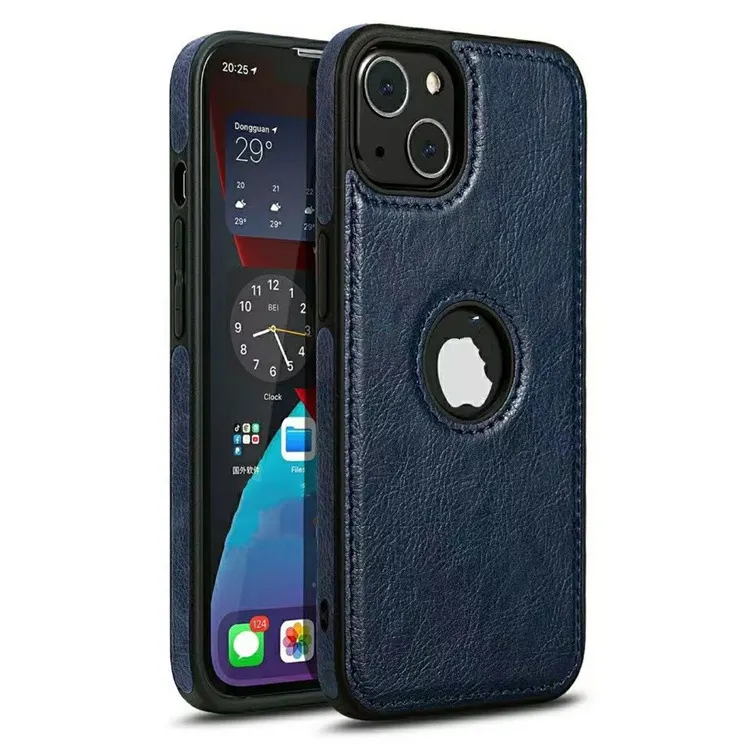 High Quality Slim Leather Solid Phone Case With Logo Hole Cell Phone Case For Iphone 14 Pro Max Designer Phone Back Cover