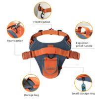 Harnais pour chien anti-traction style selle, respirant, réglable, en velours côtelé doux, avec petite poche de rangement