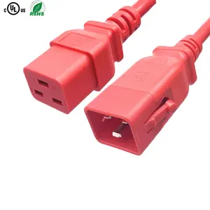 Groothandel Hoge Kwaliteit Iec C13 C14 C19 C20 C21 18/16/14AWG Blauw/Rood/Zwart Connector netsnoer