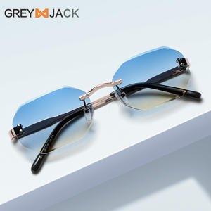 Gafas de Sol Poligonales sin Marco Greyjack, Metal Dorado, Unisex, UV400, Lentes de PC Ligeras, Clase 2 - Product Image 1