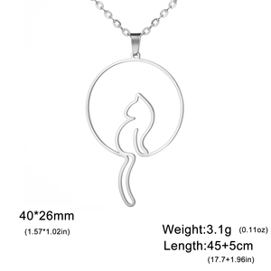 중공 반지 고양이 펜던트 스테인레스 스틸 목걸이 여성 남성용 패션 보석 목걸이 - Product Image 6