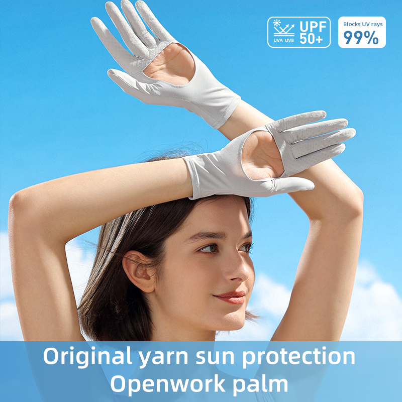 Gants De Conduite Anti-UV, Pleins Doigts Tactiles Pour Femme, Protection Solaire Beige