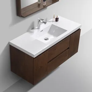 Armario de baño flotante de 36 pulgadas montado en la pared con mesa de  pizarra, lavabo de cerámica y cajón de almacenamiento, color gris, pequeño