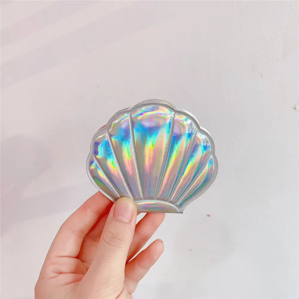 Multicolor Bling Shell Double-Sided Makeup Mirrors Portable Small Mini Pocket Mirror Makeup Tool Purse Travel Bag Mirror