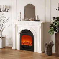Cheminée sculptée rétro de style français, meuble décoratif, insert de cheminée non électrique à flammes simulées, étagère de rangement pour entrée