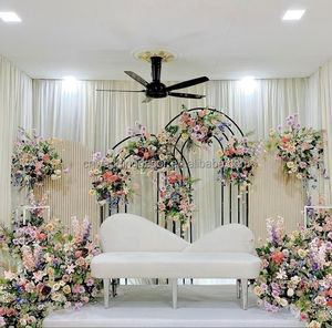 Arche de fond moderne en métal noir décoration de fond de scène de mariage pour événement de mariage - Product Image 1
