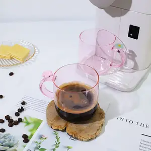 Chịu Nhiệt Cốc thủy tinh 350ml 12oz rõ ràng hoa anh đào cup với Big Nhẫn xử lý sữa cà phê ăn sáng cốc thủy tinh