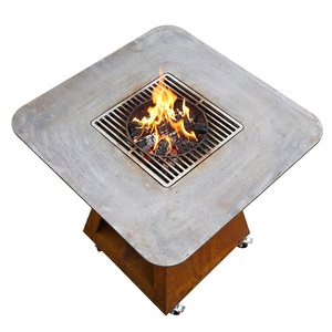 Parrilla de barbacoa <span class=keywords><strong>minimalista</strong></span> de acero Corten para exteriores, brasero de cocina de acero resistente a la intemperie, barbacoa de madera para jardín, parrilla metálica de alta resistencia - Product Image 4