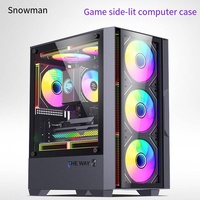 Boîtier PC de jeu de bureau ATX Mid Tower MQ avec panneau latéral en verre trempé, support de refroidissement liquide 240 mm, châssis vue sur la mer