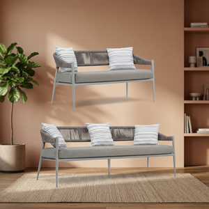 Conjunto de Sofás Modernos para Jardín, Tejido de Cuerda, Resistentes al Agua, con Estructura de Aluminio, Asientos Acolchados, Muebles para Hoteles y Restaurantes - Product Image 2
