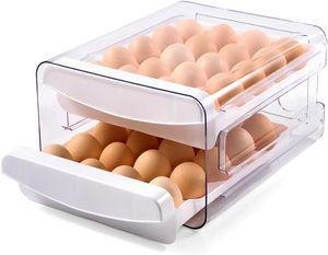 Durable Eco-Friendly Modern Design Stackable 2-Tier <b>Drawer</b>-type <b>Plastic</b> Egg Organizer Compartmentalized <b>Storage</b> for - Product Image 1
