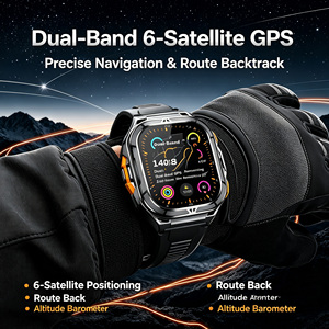 นาฬิกาสมาร์ทวอทช์ฟิตเนสขายส่ง พร้อม GPS สำหรับกีฬากลางแจ้ง หน้าจอ AMOLED รองรับ Android และ iOS วัดอัตราการเต้นของหัวใจ กันน้ำ สำหรับผู้ชาย - Product Image 2