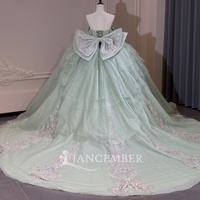 Robes de bal de Quinceañera Jancember XS331 rouge pailleté à épaules dénudées avec nœud perlé et sequins
