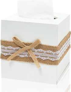 Boîte à mouchoirs multifonction carrée en bois blanc style campagnard, accessoires <span class=keywords><strong>de</strong></span> salle <span class=keywords><strong>de</strong></span> bain, support décoratif étoile <span class=keywords><strong>de</strong></span> mer avec compartiment coulissant - Product Image 1