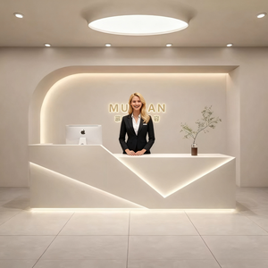 Mostrador frontal médico multiusos de lujo Escritorio Nail <span class=keywords><strong>Saon</strong></span> Mostradores de recepción a la venta para uso en Bar Café - Product Image 6