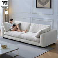 Canapé Chesterfield trois places haut de gamme JIUSI, design moderne, idéal pour appartement, salon, rangée droite, revêtement en bois et tissu