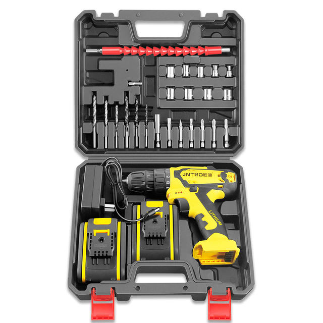 27pcs Power Tools Drill Electric Replacement Battery Rechargeable 20v Lithium Battery Electrical Drill and Cutting Tool Box Set