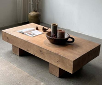 Table basse de salon sur mesure AJJ-Q320 en bois massif, style Wabi-sabi chinois, mobilier de luxe pour hôtels et resorts, création de designer