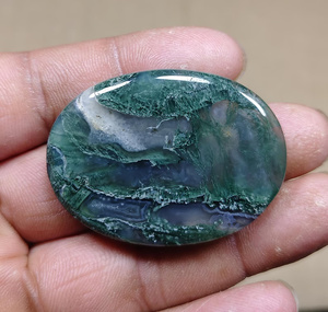 Piedra de Ágata Musgosa Natural Ovalada Pulida, Piedra de la Preocupación, Decoración Verde Curativa para Meditación - Product Image 3