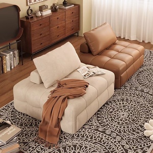 Sofá <span class=keywords><strong>Cama</strong></span> <span class=keywords><strong>Convertible</strong></span> Estilo Japonés Color Crema, <span class=keywords><strong>Puff</strong></span> para Apartamentos Pequeños, Sofá Individual Retráctil Multifuncional, Silla de Descanso - Product Image 4