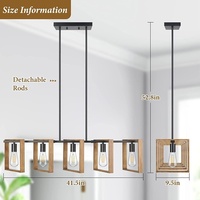 Industriële houten en ijzeren hanglamp in Amerikaanse stijl met LED verlichting voor woonkamer, slaapkamer, bar, eetkamer, studeerkamer & restaurant