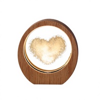 Lámpara de Noche de Resina Grabada en 3D con Marco de Madera, LED, Enchufe USB, Decoración para Sala de Estar, Hogar, Regalo