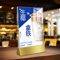Support de carte de menu en acier inoxydable personnalisé, présentoir, support de panneau en acrylique, support de menu, panneau de table en acrylique