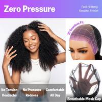 Perruque en cheveux humains Remy bouclés afro, avec dentelle frontale transparente, pour femmes noires