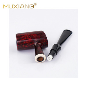 Muxiang Wooden Tobacco Pipe Straight Handle 9mm Filter Core Handmade Solid Wood Smoking Pipe - Product Image 5