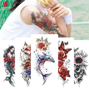 Nouvelles Tatouages Temporaires Colorés à Transfert d'Eau 2026 – Motifs Rose, Sirène et Floraux pour Bras – Art Corporel pour Hommes et Femmes - Product Image 1