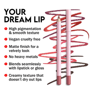 MLM Long Lasting Vegan Lip Liner&Liquid Lip Gloss Set Waterproof Matte High Pigment Smudge Proof Daily Party Use vegan lip liner - Product Image 4