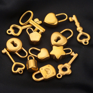 <b>Lock</b> & <b>Key</b> Gallery | Stainless Steel 18K Gold PVD Plated Charm Heart <b>Star</b> <b>Lock</b> Pendant for Jewelry Making | Durable & Waterproof - Product Image 4