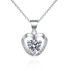 Eternity Sway Heart Pendant Necklace for Women 18k Real Solid White Gold VVS1 D Clarity Lab Grown Diamond Fine Jewelry <b>Chain</b> - Product Image 1