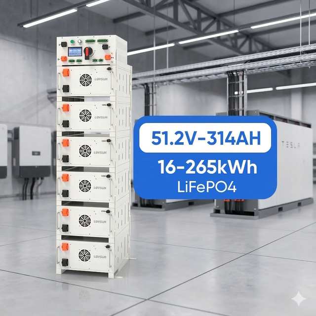 Lovsun High Volt Lifepo4 Battery Lithium Ion Battery 51.2v 314ah 16kwh Battery Module for deye High Volt Commercial System