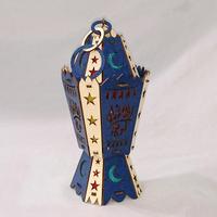 Lanterne LED Octogonale en Bois Coupée au Laser, Faite à la Main, pour Activités Religieuses du Ramadan, Modèle AA122 Zahereen, avec Effet Clignotant, Porte-Bougie