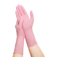 Gants en nitrile roses durables de 12 pouces avec texture grainée sur les doigts, sans poudre, pour usage industriel