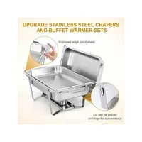 Luxe cartoonpatroon 8QT roestvrijstalen chafing dish buffetset voor commercieel gebruik in restaurants en catering.