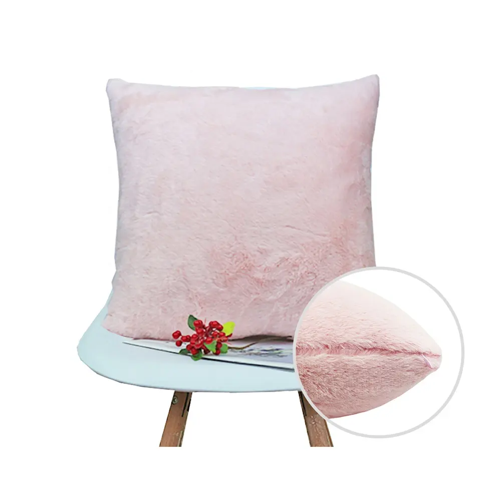 Solid colors furry lounge back fluffy bedroom pillows decorative cushions for home decor