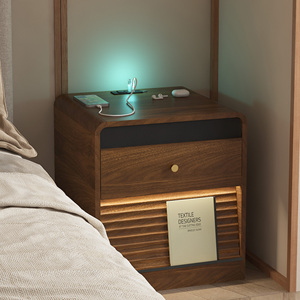 Mesa de Noche con Estación de Carga, Mesa de Noche Inteligente con Luz Nocturna, con Luces LED, Mesitas de Noche con Gabinete de Almacenamiento - Product Image 6