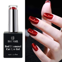 Vernis à ongles gel magnétique effet œil de chat 15 ml, semi-permanent UV/LED, couleur rouge, gels œil de chat diamant