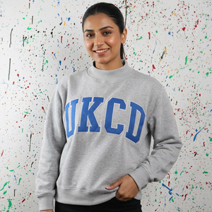 UKCD Customized Color Mock <b>Neck</b> Sweatshirt 100% Cotton Applique Embroidery wide <b>neck</b> Sweatshirt sorority wear Finer Threads - Product Image 1