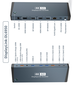 Hub USB 17 en 1, PD 100W, USB-A, USB-C, Thunderbolt 4, Estación de Conexión con DP, HDMI 4K 60HZ, <span class=keywords><strong>RJ45</strong></span>, Adaptador Gigabit - Product Image 2