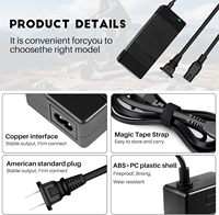 Chargeur 42V 2A 5 en 1 avec prises DC 5,5 * 2,1 mm, 8 mm/12 mm 3 broches, RCA et XLR 3 broches pour alimentation de batterie Li-ion 36V