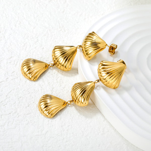 Fashion Stud <b>Earrings</b> Zinc Alloy Seashell <b>Tassel</b> Design Party Jewelry - Product Image 3