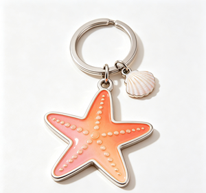 Custom Starfish Keychain Metal <b>Keyring</b> Enamel Shell Pendant Zinc Alloy Souvenir Gift - Product Image 3