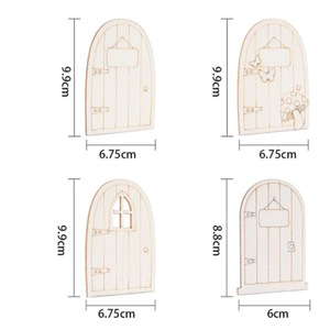 Modern Miniature <strong>Wooden</strong> Fairy Door DIY Handmade Elf Fairy Tale Courtyard Tree Decoration For Children's Props