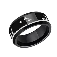 Bague de mariage sur mesure hommes chasseurs 8mm noir gris ours forêt montagne tungstène bande confort Fit anneau