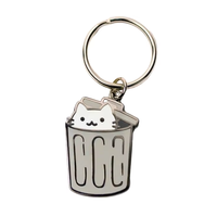 Plaque d'identification personnalisée pour animaux de compagnie en émail, motif chat mignon, plaqué or, gravée, en métal, pour collier de chat ou chien, anti-perte, avec porte-clés