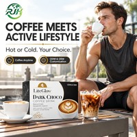 Boisson au café instantané au chocolat noir OEM ODM avec L-Carnitine, Guarana, Probiotiques, Collagène en peptides, 10 sachets de 100g
